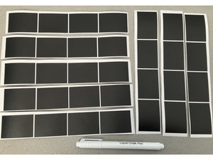 32pc set of Blackboard Labels + Liquid Chalk Pen - Rectangle